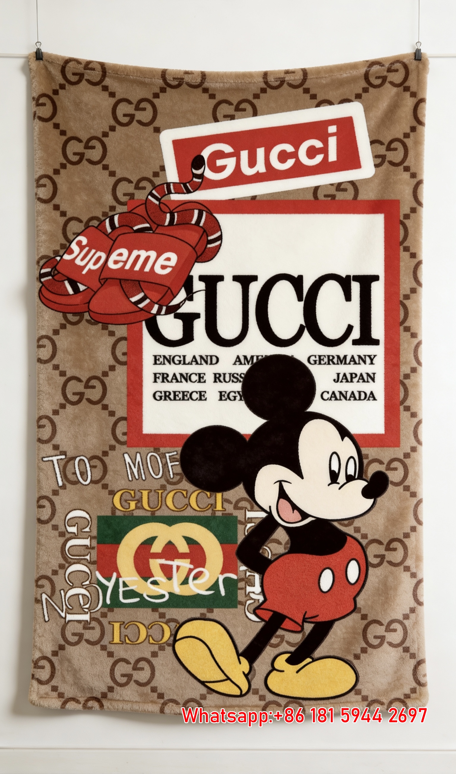 Gucci x Supreme Monogram Tapestry Gucci Streetwear Mickey Throw blankets IMG_2735